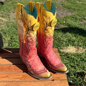 Corral Red Yellow Embroidery Boot